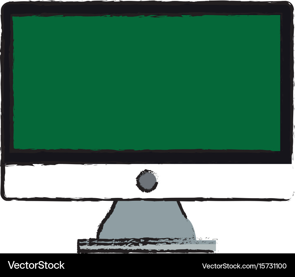 Green screen monitor computer device vector image
