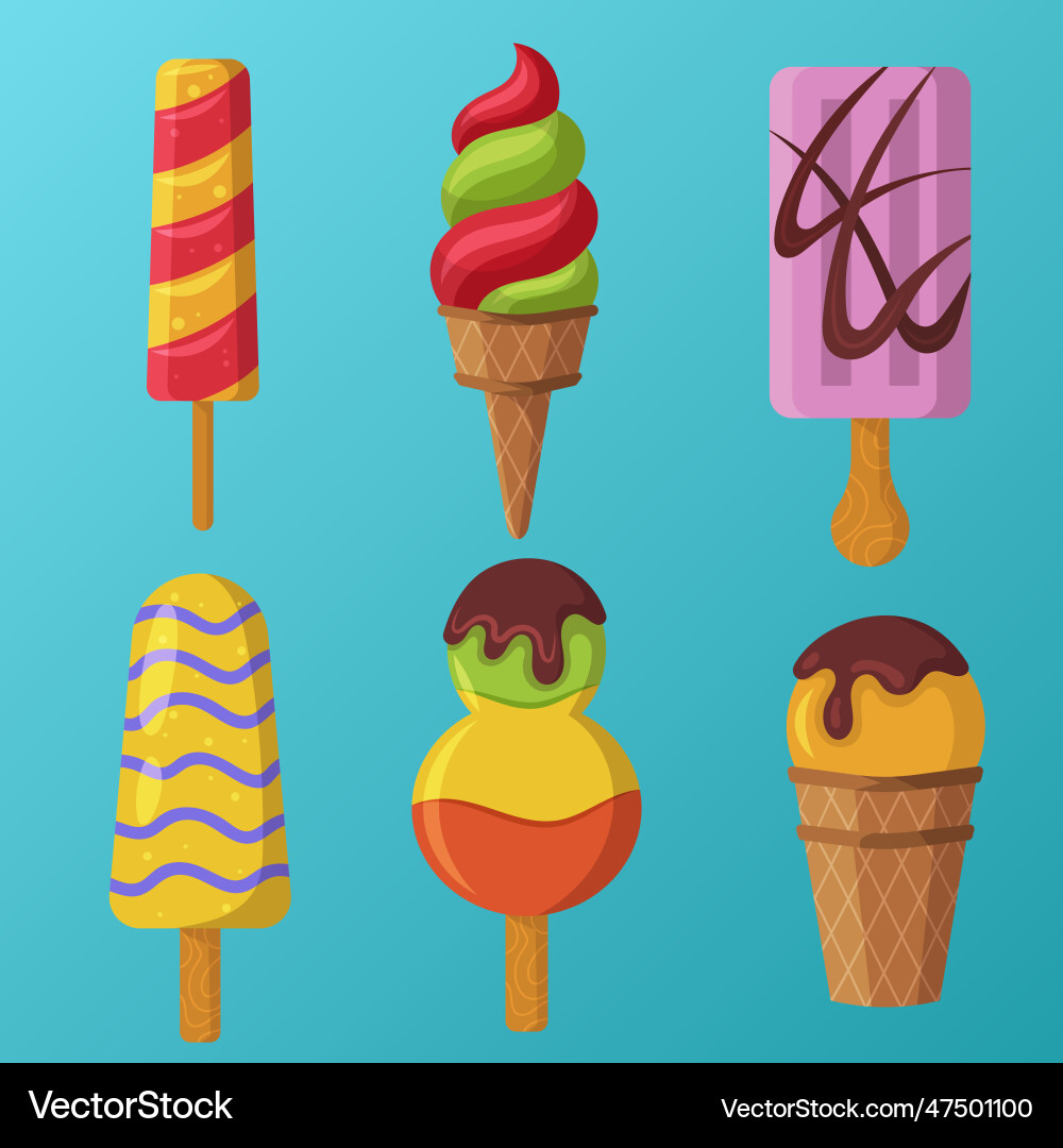 Ice cream realistic constructor set of various Ice cream realistic constructor set of various Vector Image