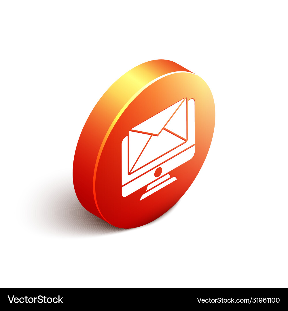 Isometric monitor and envelope new message mail Isometric monitor and envelope new message mail Vector Image