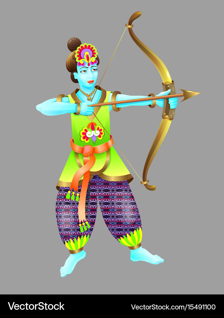 Krishna Shooting Bow - Dussehra Festival Vector Image