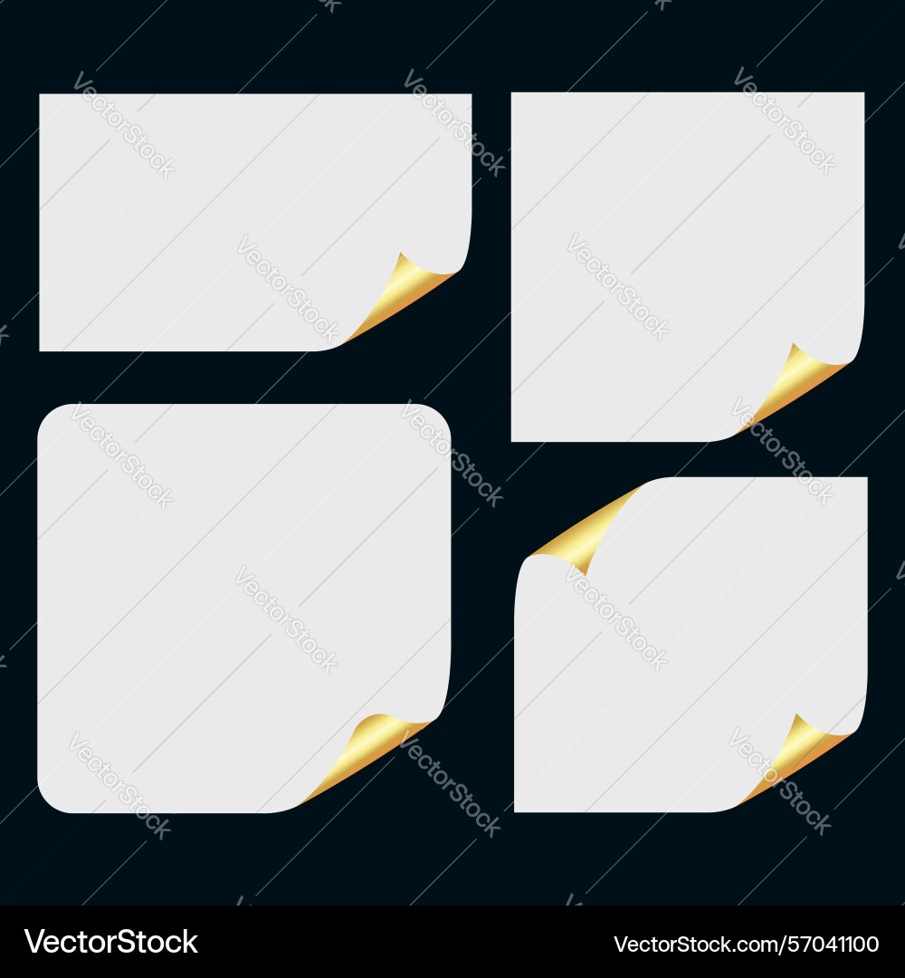 Notepad paper sheets with gold edge folded design Vector Image