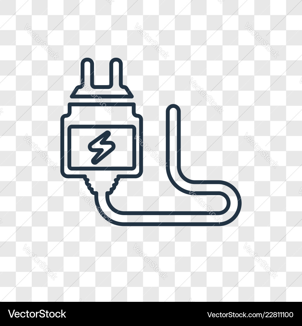 Plug concept linear icon isolated on transparent Plug concept linear icon isolated on transparent vector image