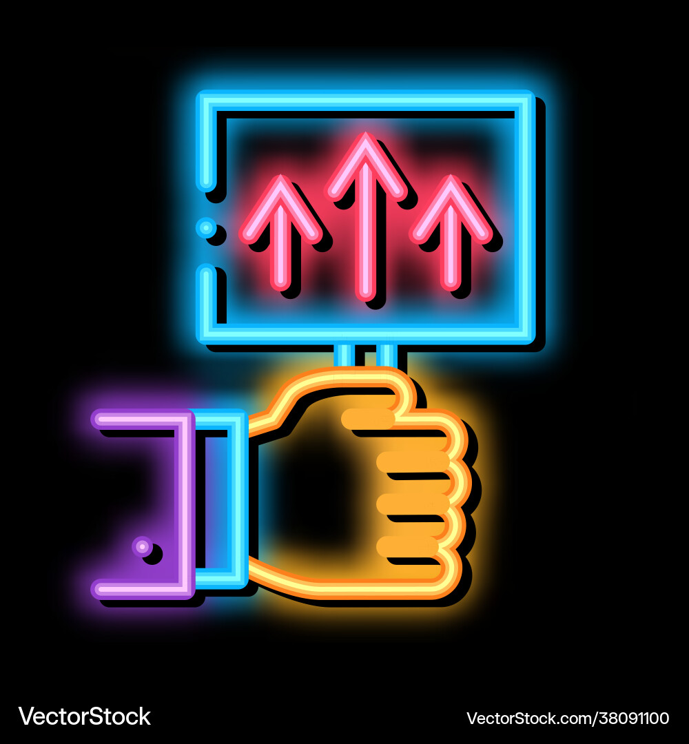 Pointer only up neon glow icon Vector Image