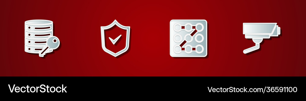 Set server security with key shield check mark Set server security with key shield check mark vector image