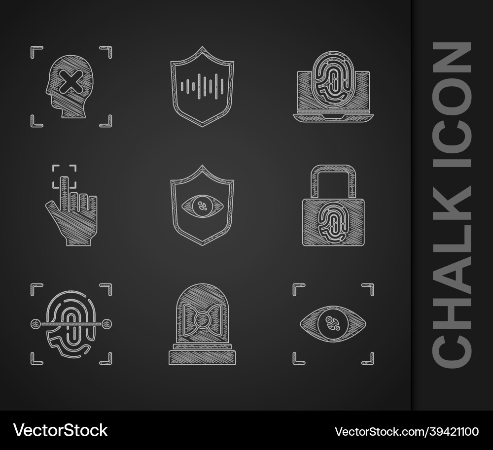 Set shield eye scan motion sensor vector image