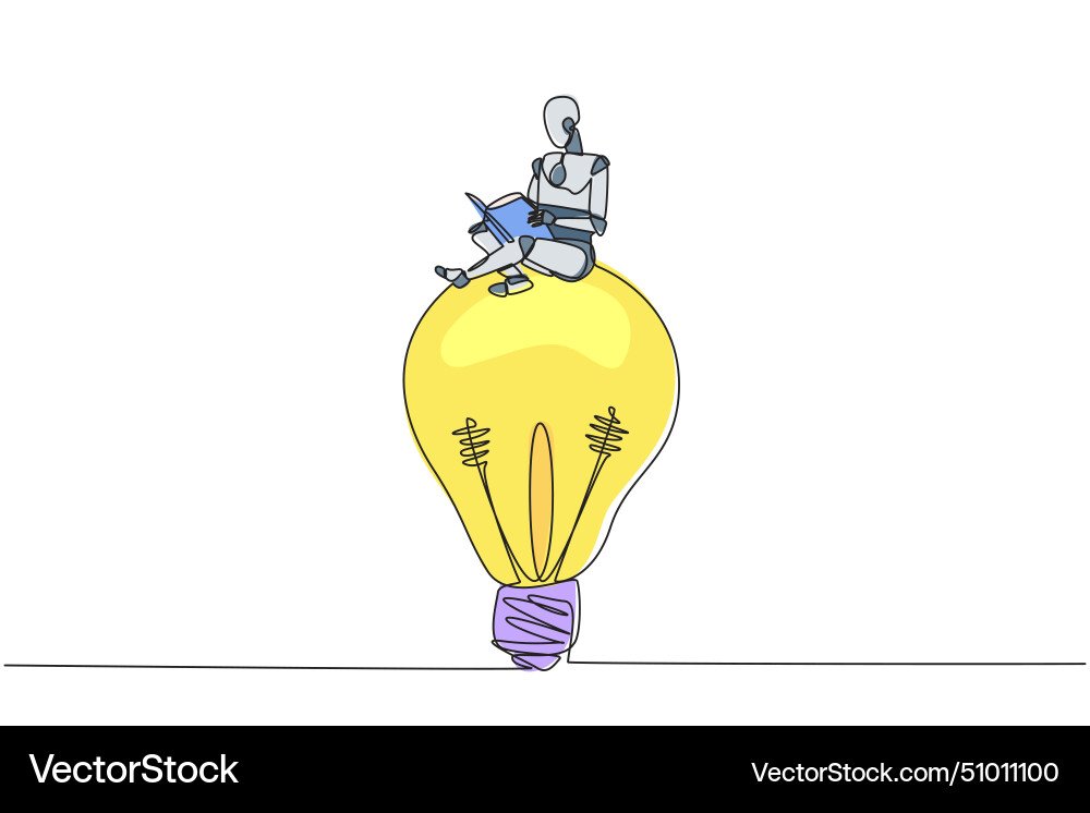 Single continuous line drawing robot sitting Single continuous line drawing robot sitting vector image