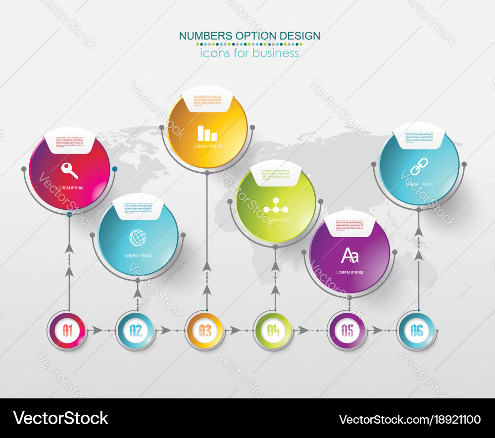 Timeline infographic template with world map Vector Image
