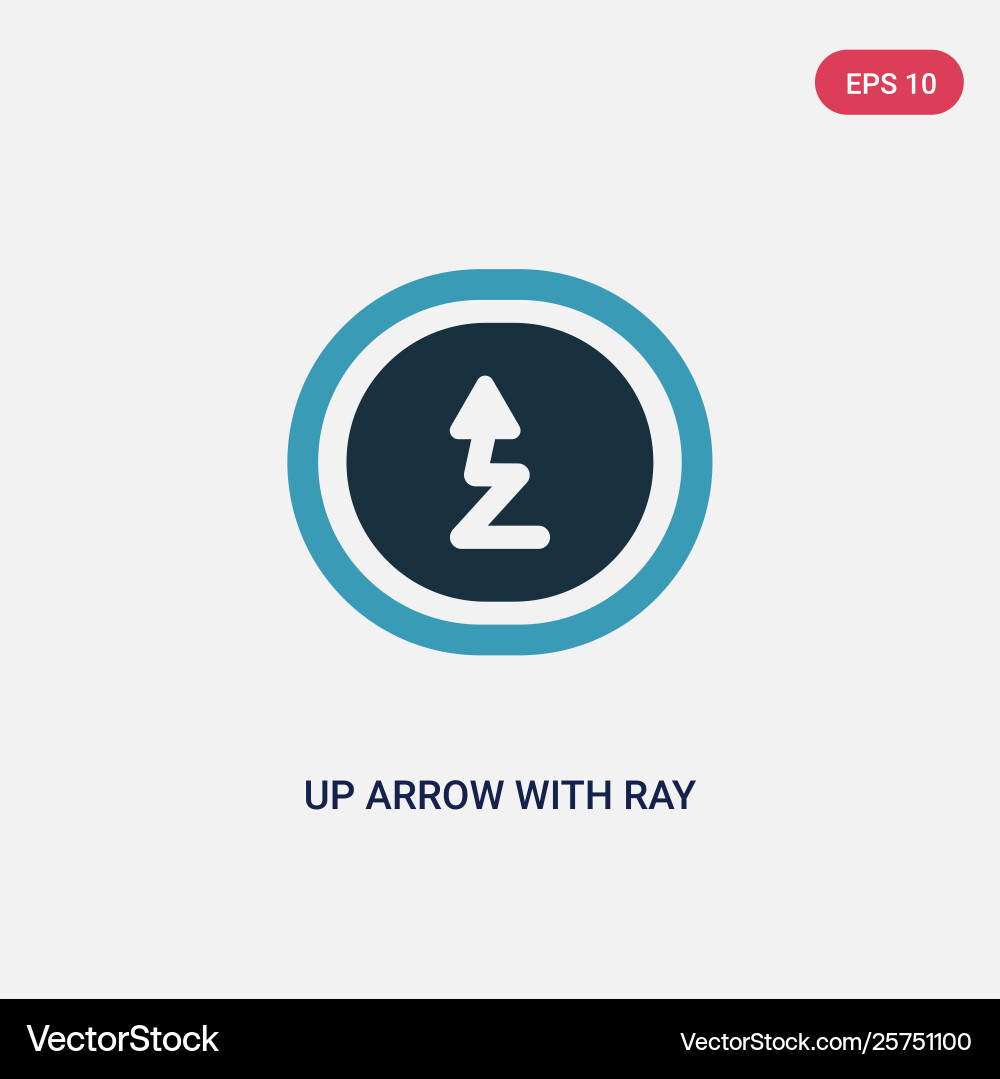 Two color up arrow with ray tracing icon from vector image