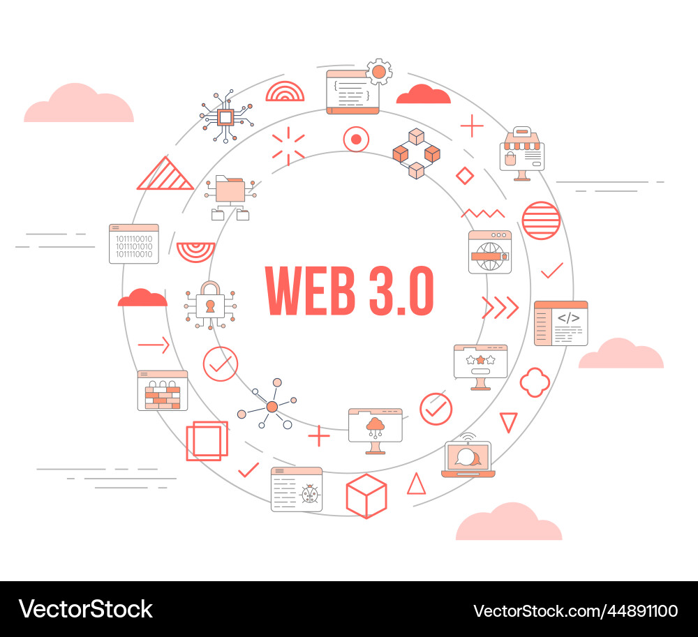 Web 30 concept with icon set template banner Vector Image