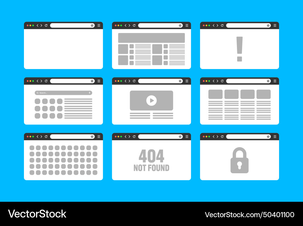 Web-Browser-Fensterseiten-Layout mit toolbar Web-Browser-Fensterseiten-Layout mit toolbar vektorbild