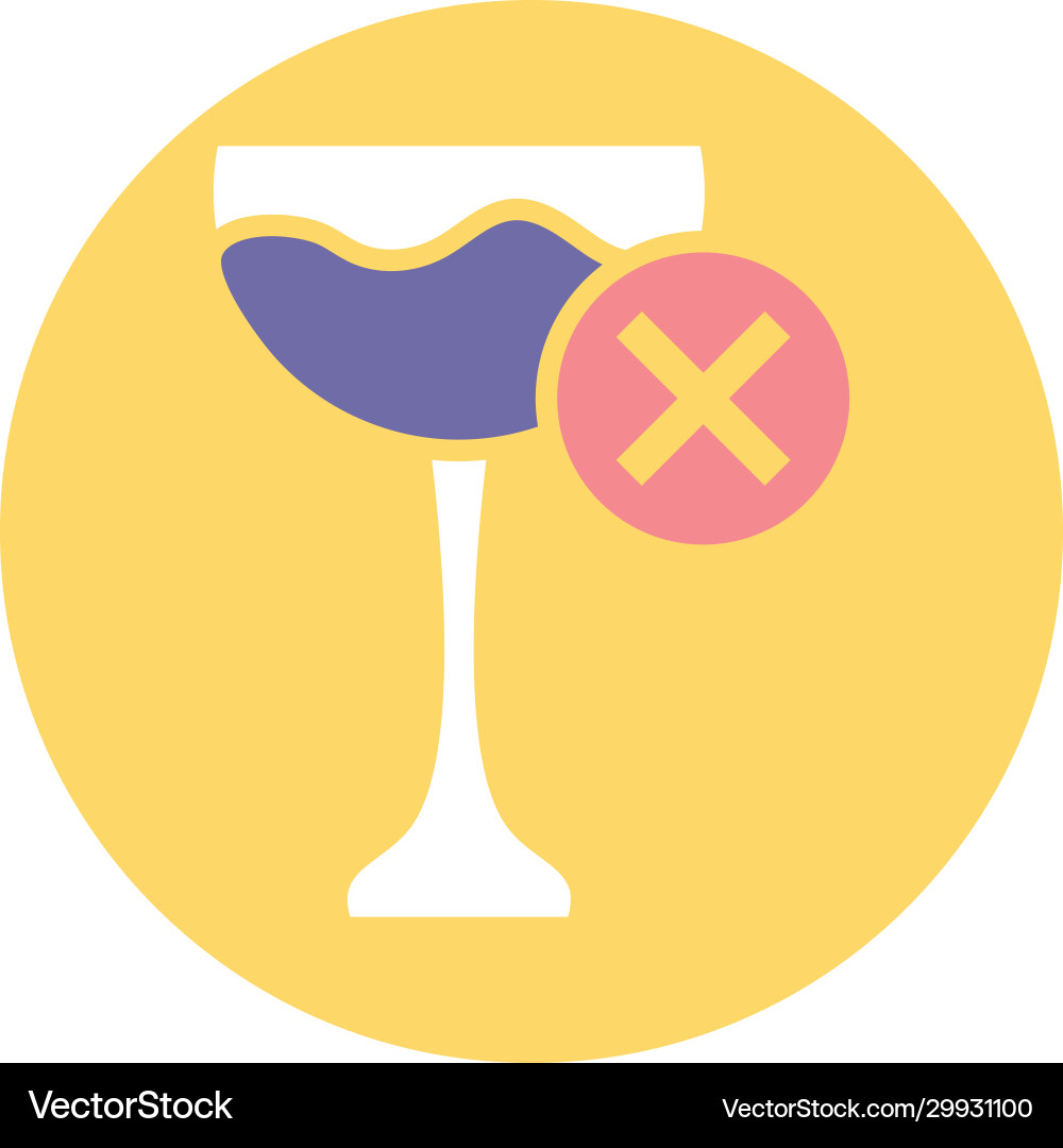 Wine glass with wrong symbol block style design vector image