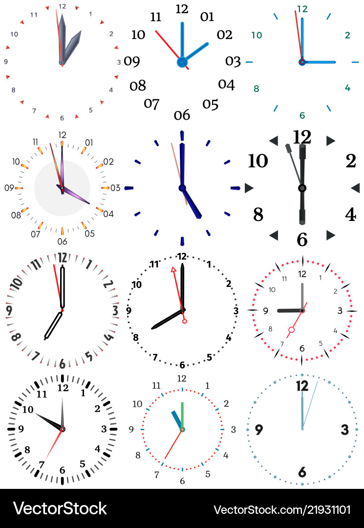 A set of different mechanical clocks A set of different mechanical clocks vector image