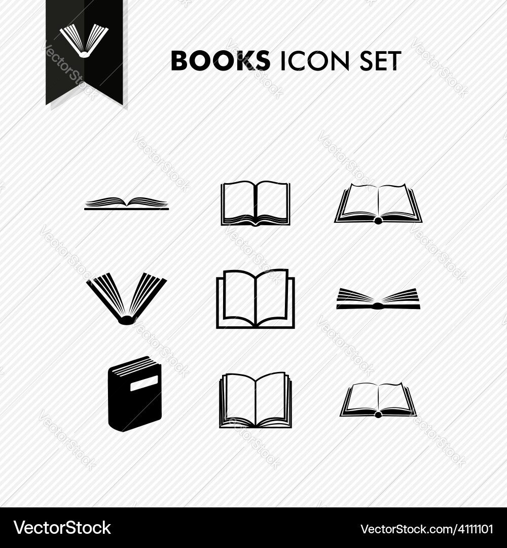 Book Icon Set - Isolated Collection Royalty Free Vector