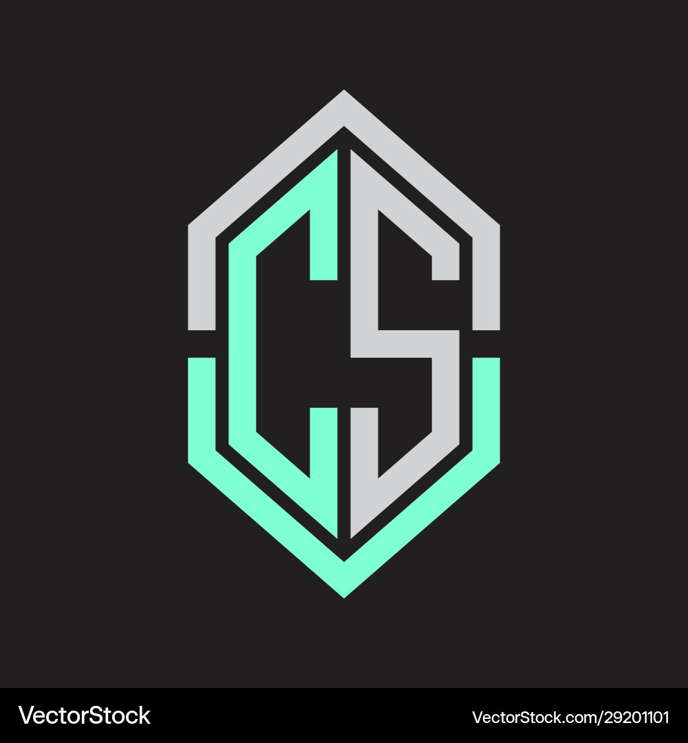Cs logo monogram with hexagon shape and outline Vector Image