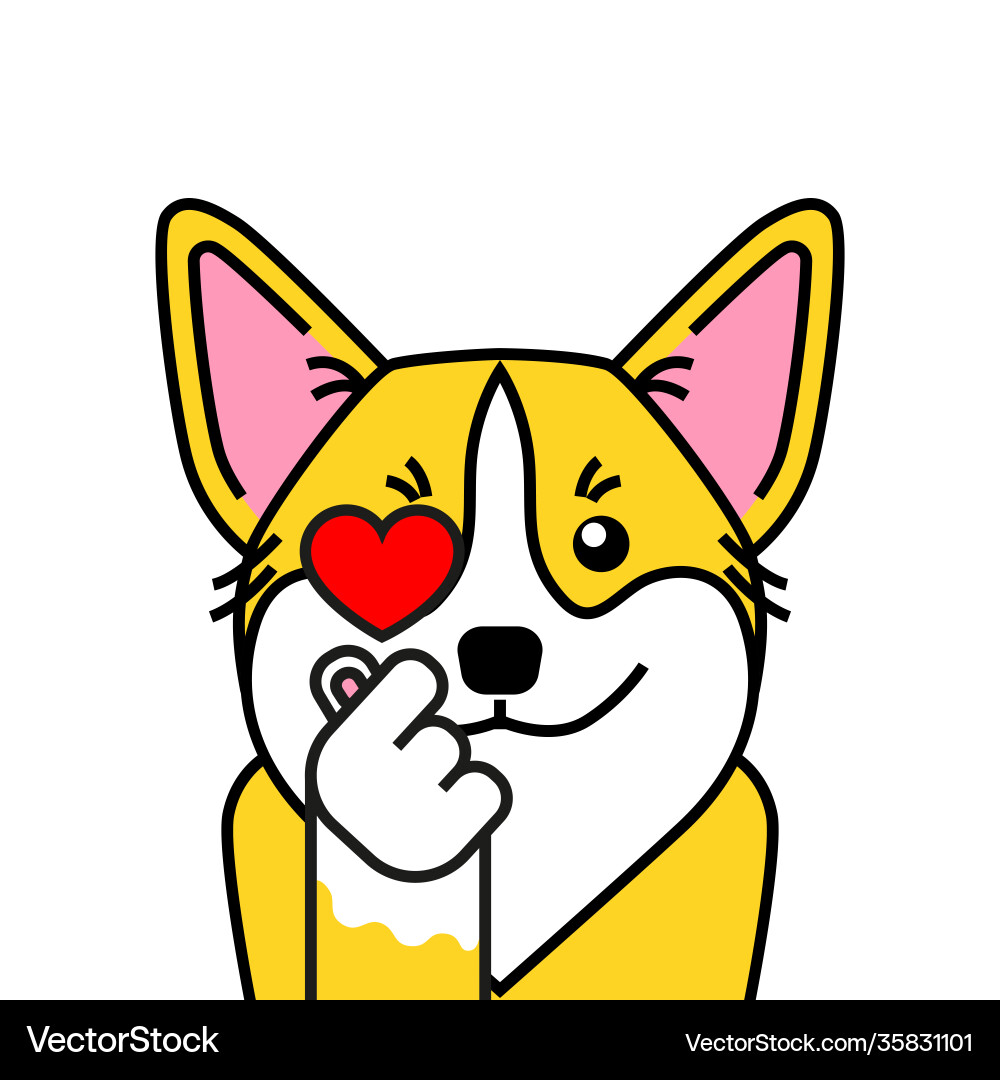 Cute welsh corgi dog loves k pop Cute welsh corgi dog loves k pop vector image