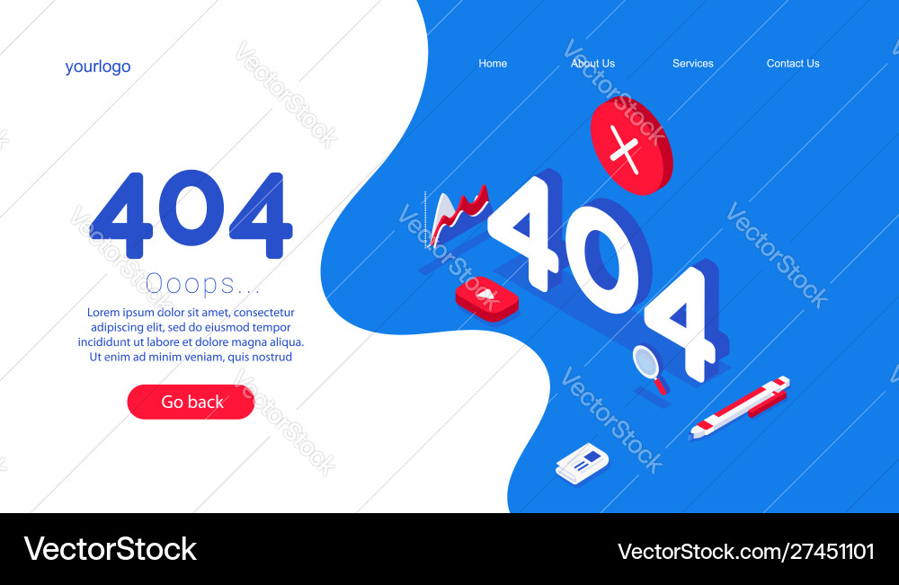Design template for web page with 404 error can Design template for web page with 404 error can vector image
