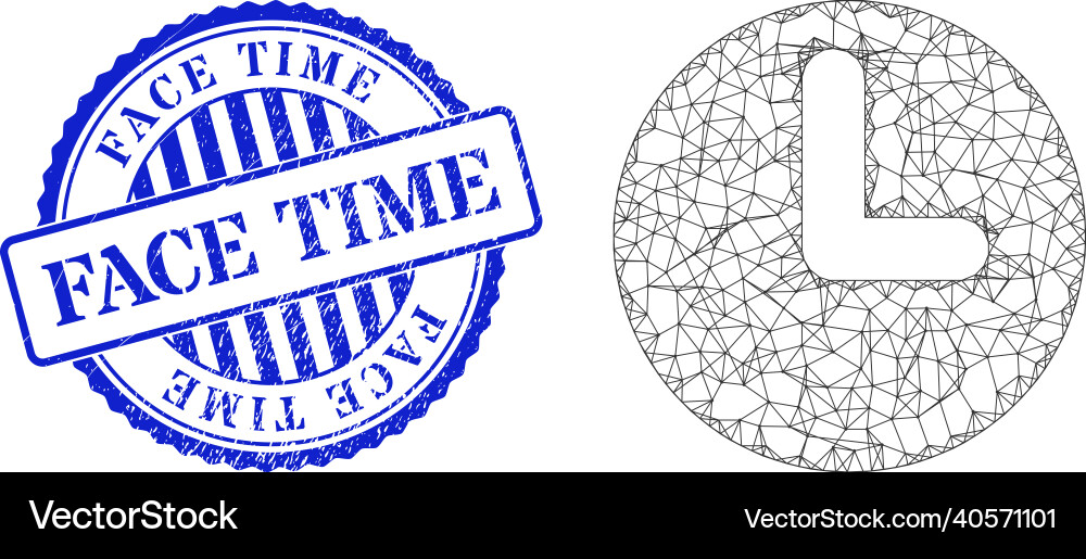 Distress face time stamp and net web mesh Distress face time stamp and net web mesh Vector Image