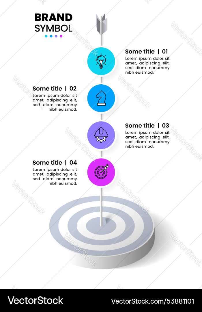 Infographic template dartboard with vertical line Vector Image