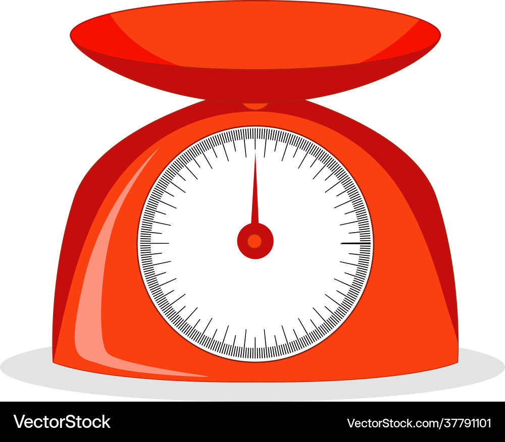 Kitchen weighing scale in red color isolated – Royalty-Free Vector |  VectorStock, image size:1000x876
