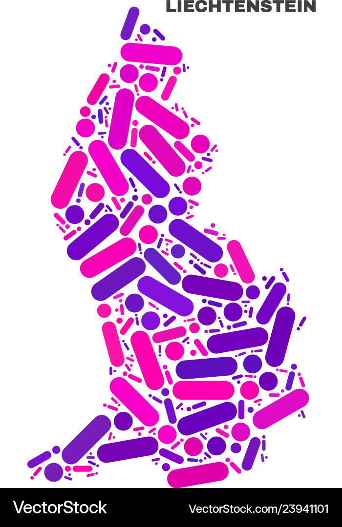 Mosaic liechtenstein map of dots and lines vector image