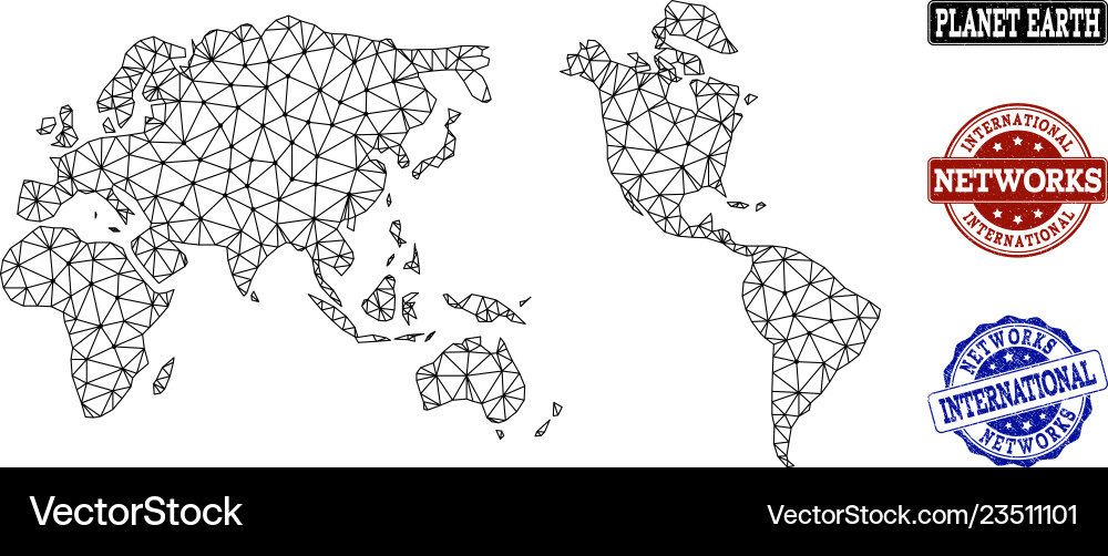 Polygonal network mesh map of earth Polygonal network mesh map of earth Vector Image