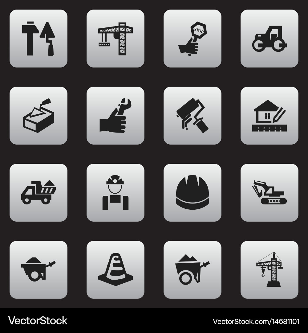 Set of 16 editable structure icons includes vector image