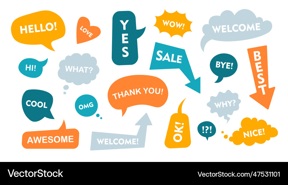Speech bubble with text flat icon collection Speech bubble with text flat icon collection vector image