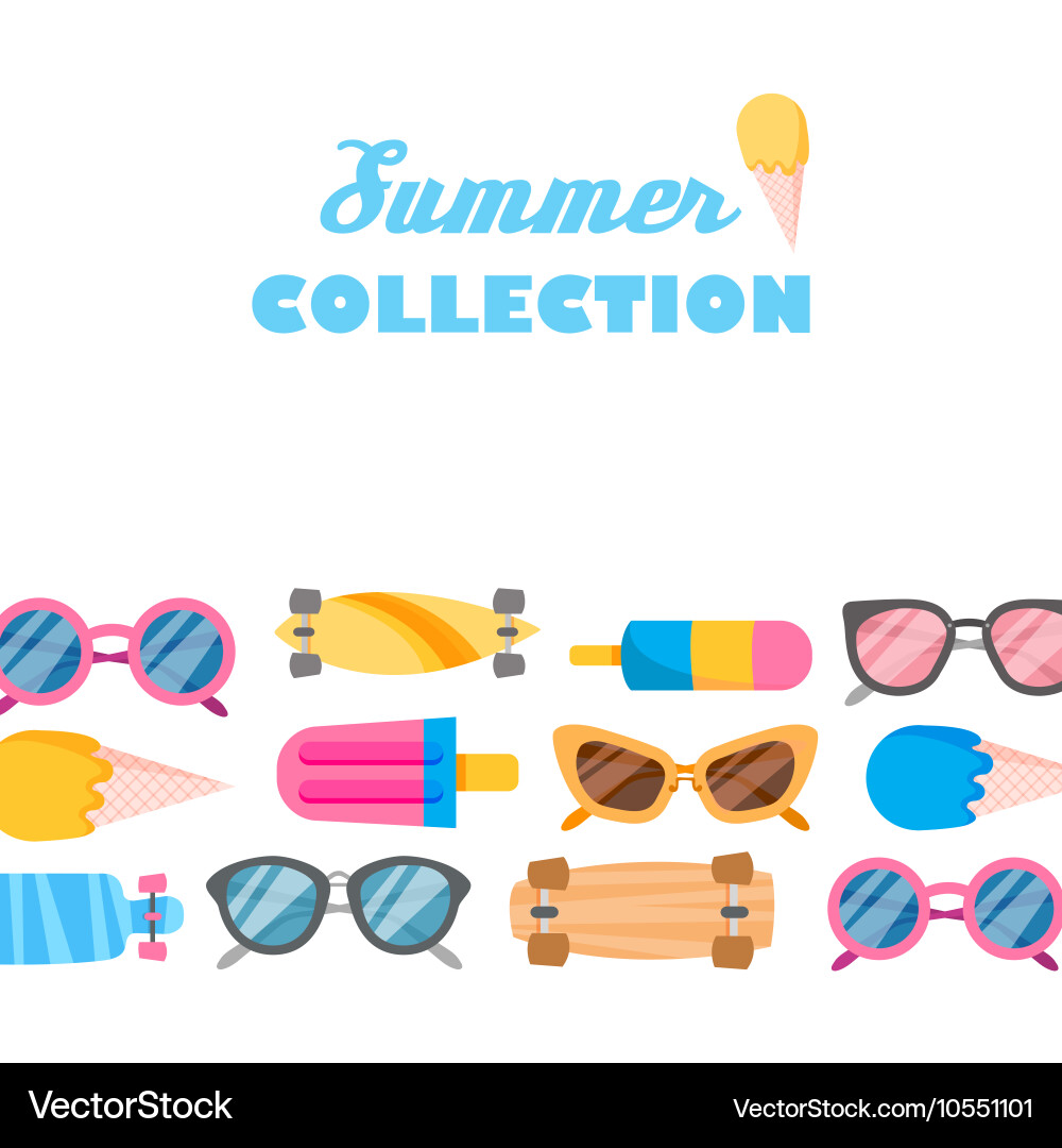Summer collection of objects vector image