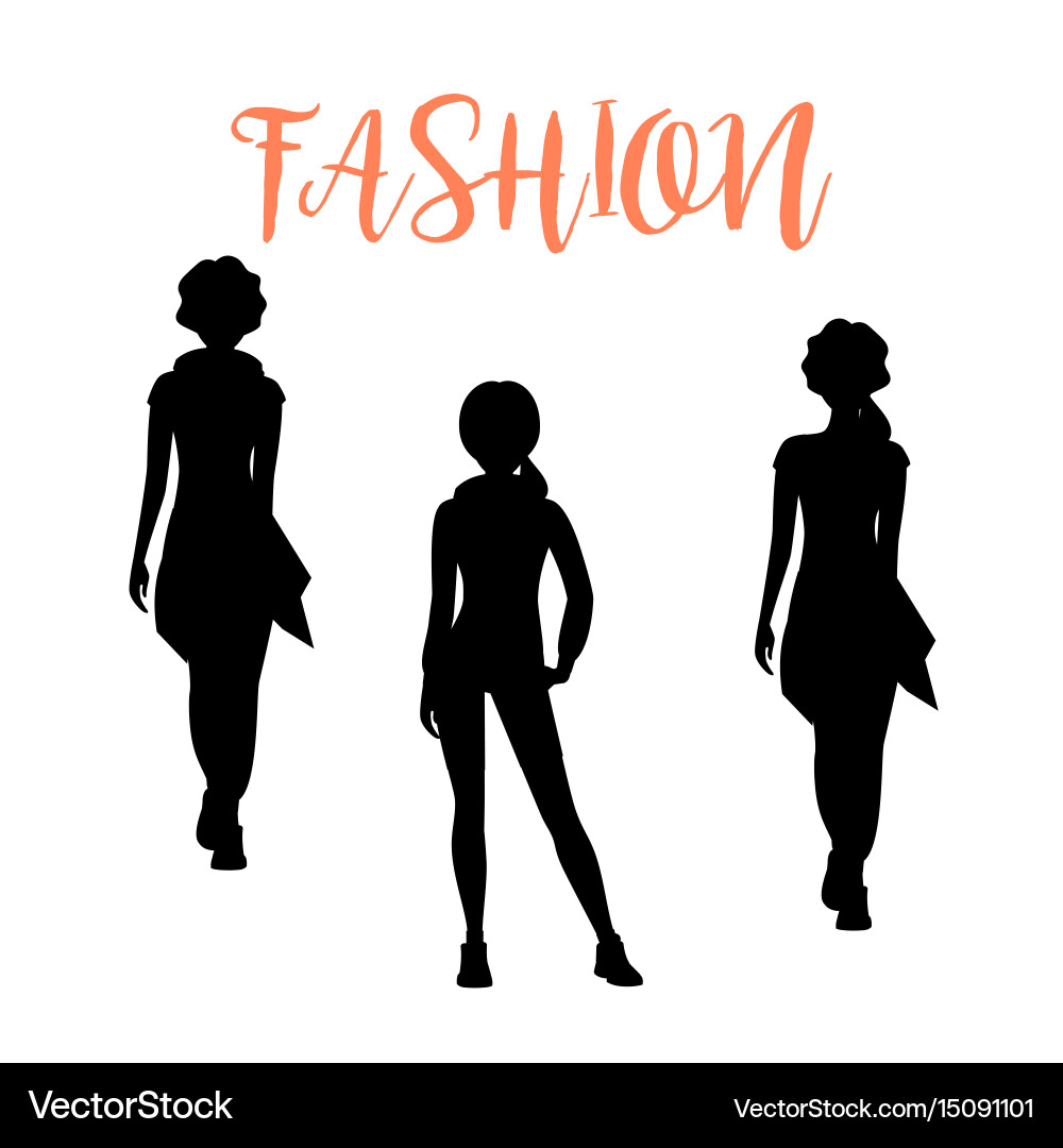Woman Silhouettes in Casual Wear Vector Image