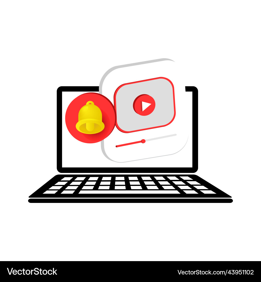 3d object laptop with content notification design vector image