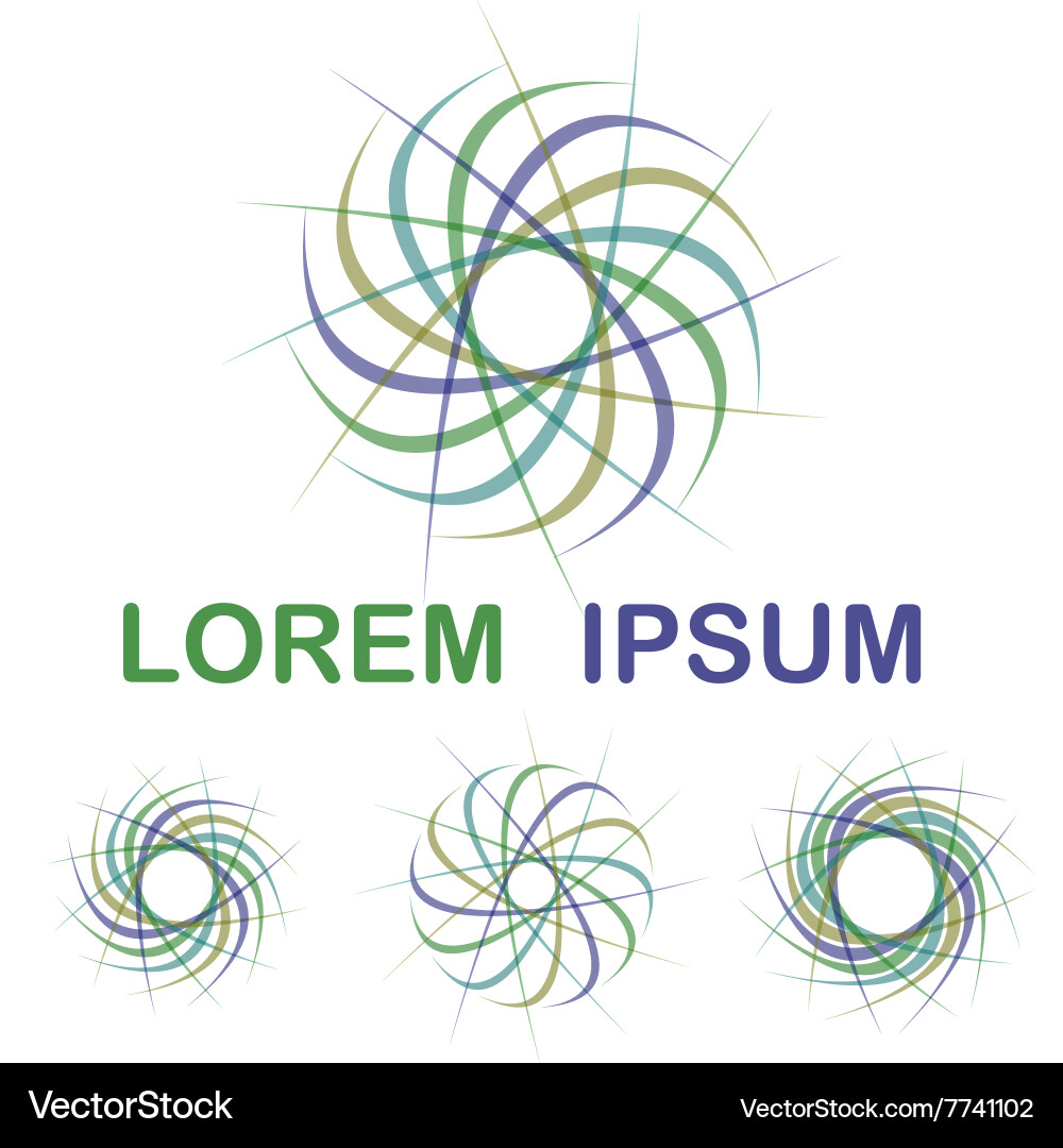 Abstract color curved line logo set Vector Image