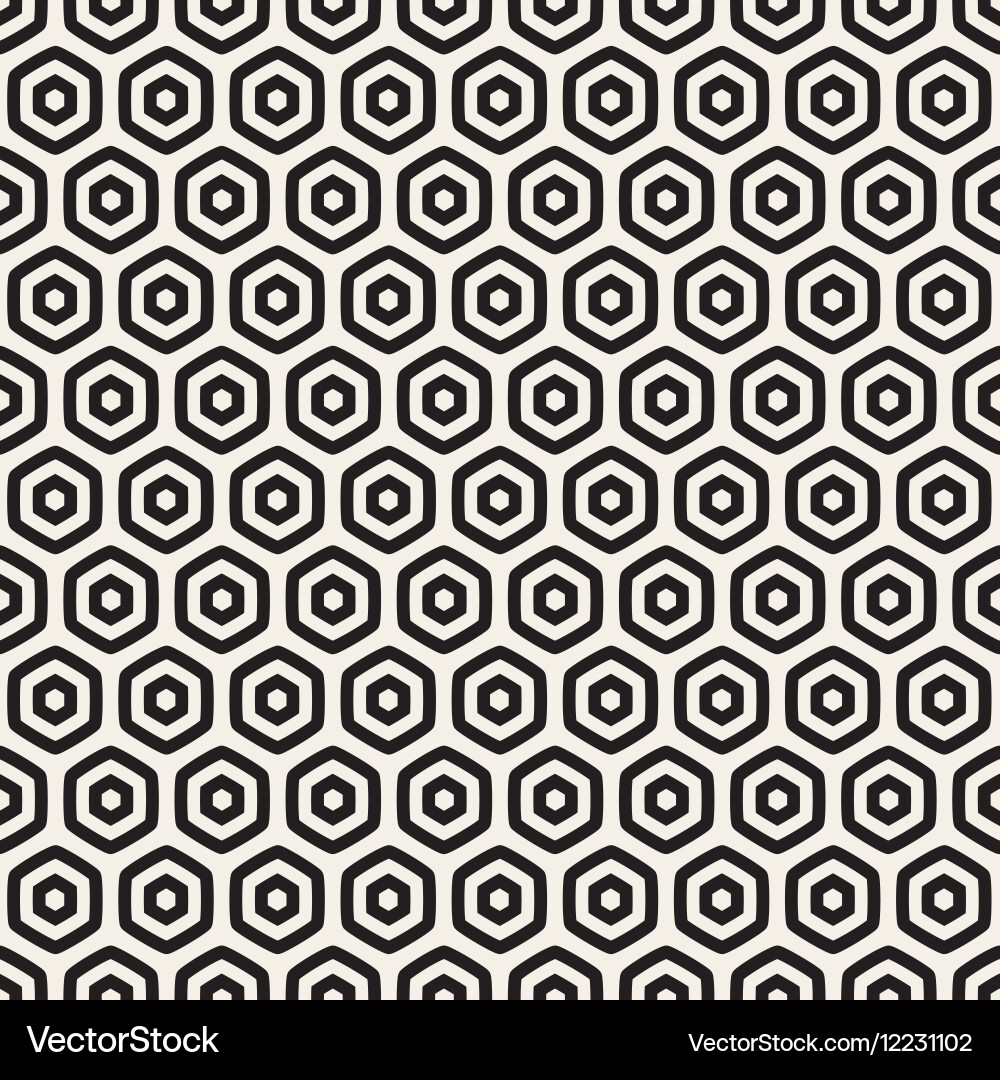 Black and White Hexagonal Grid Pattern vector image