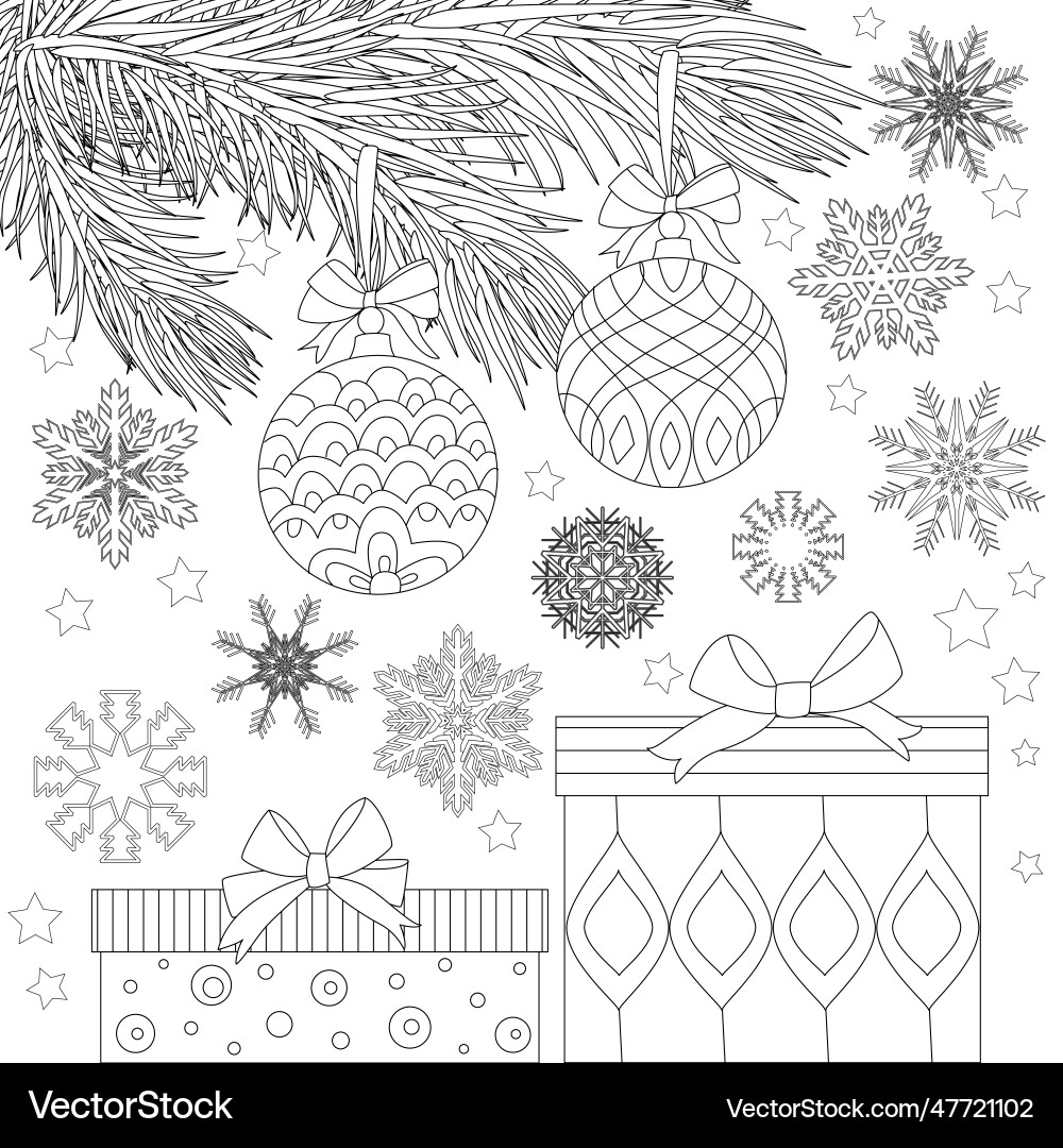 Christmas gift boxes under branches of pine Vector Image