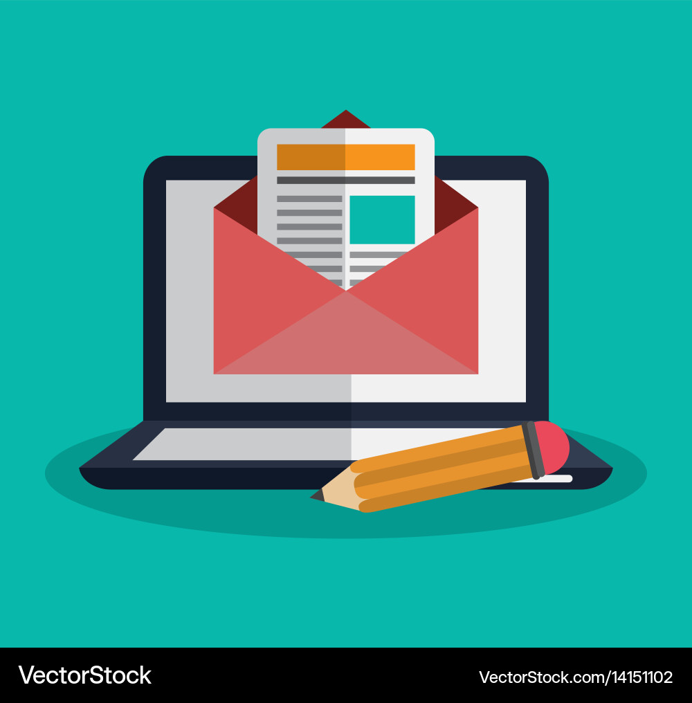 Computer with instant messaging related icons vector image