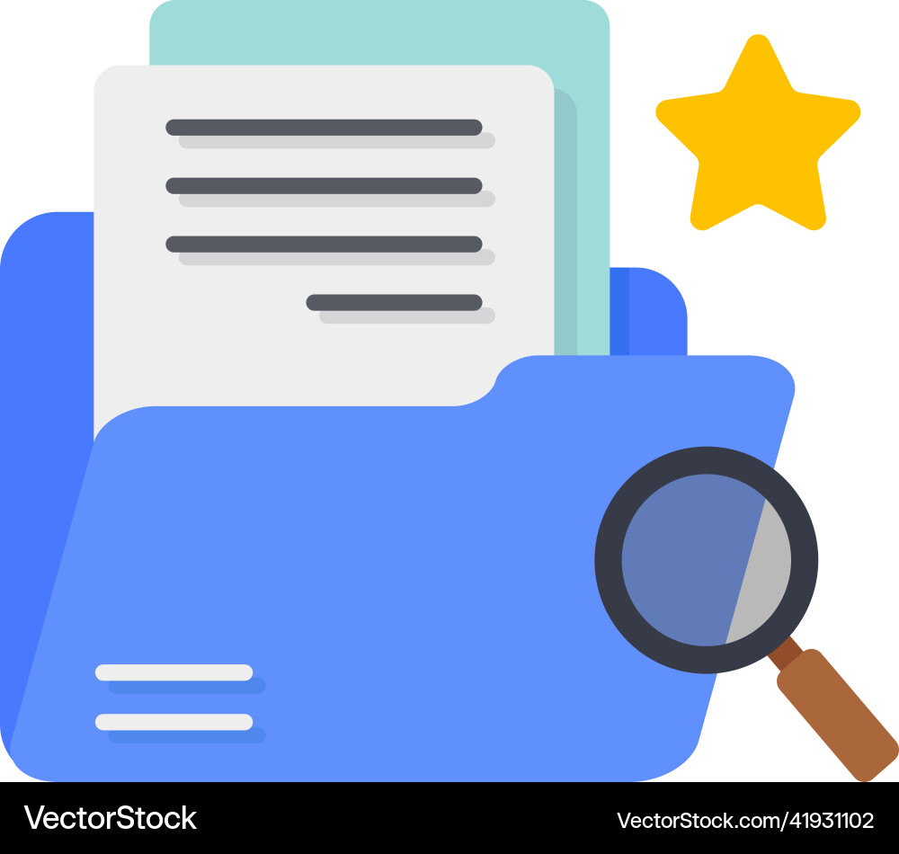 Files folder search with paper documents Vector Image