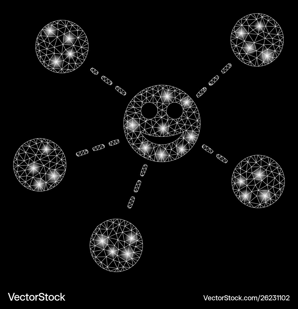 Glossy mesh wire frame smile network with flash Glossy mesh wire frame smile network with flash vector image