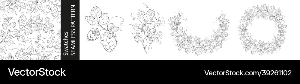 Hops Branch Seamless Pattern vector image