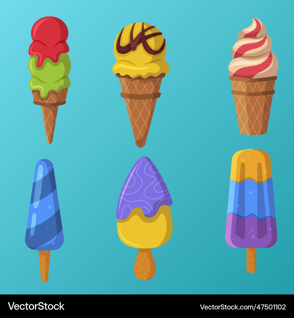 Ice cream realistic constructor set of various Ice cream realistic constructor set of various vector image