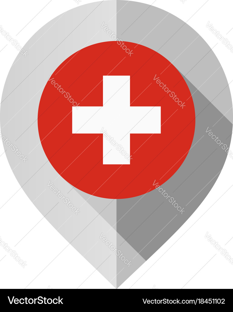 Map Marker with Swiss Flag vector image