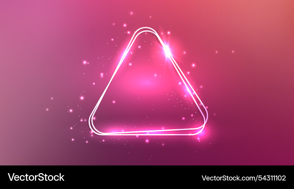 Neon rounded double triangle frame with shining Neon rounded double triangle frame with shining vector image