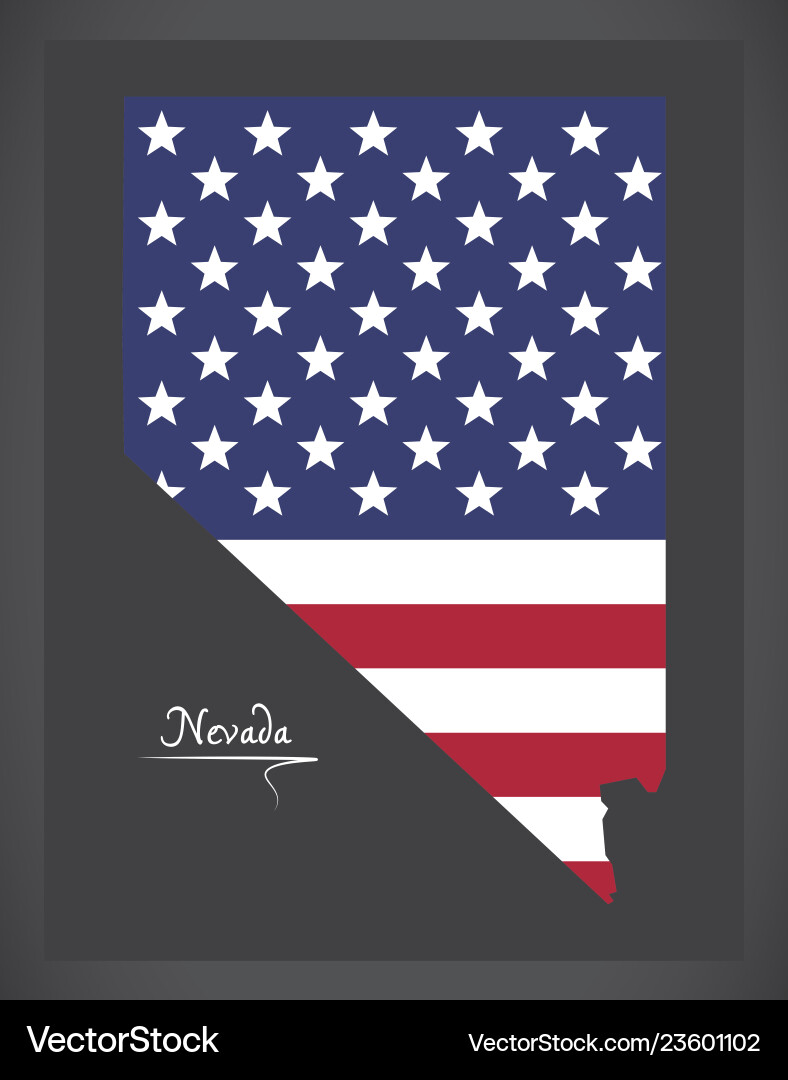 Nevada State Map with US Flag Vector Image