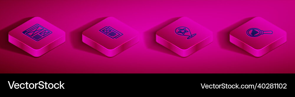 Set isometric line browser window map pointer Set isometric line browser window map pointer vector image