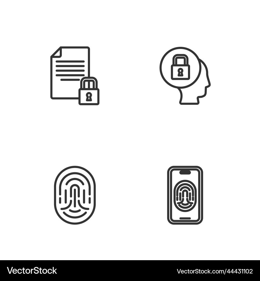 Set line mobile with fingerprint scanner vector image