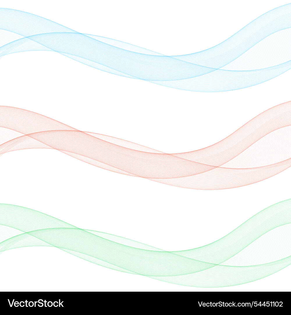Set of color waves abstract curved lines Set of color waves abstract curved lines Vector Image