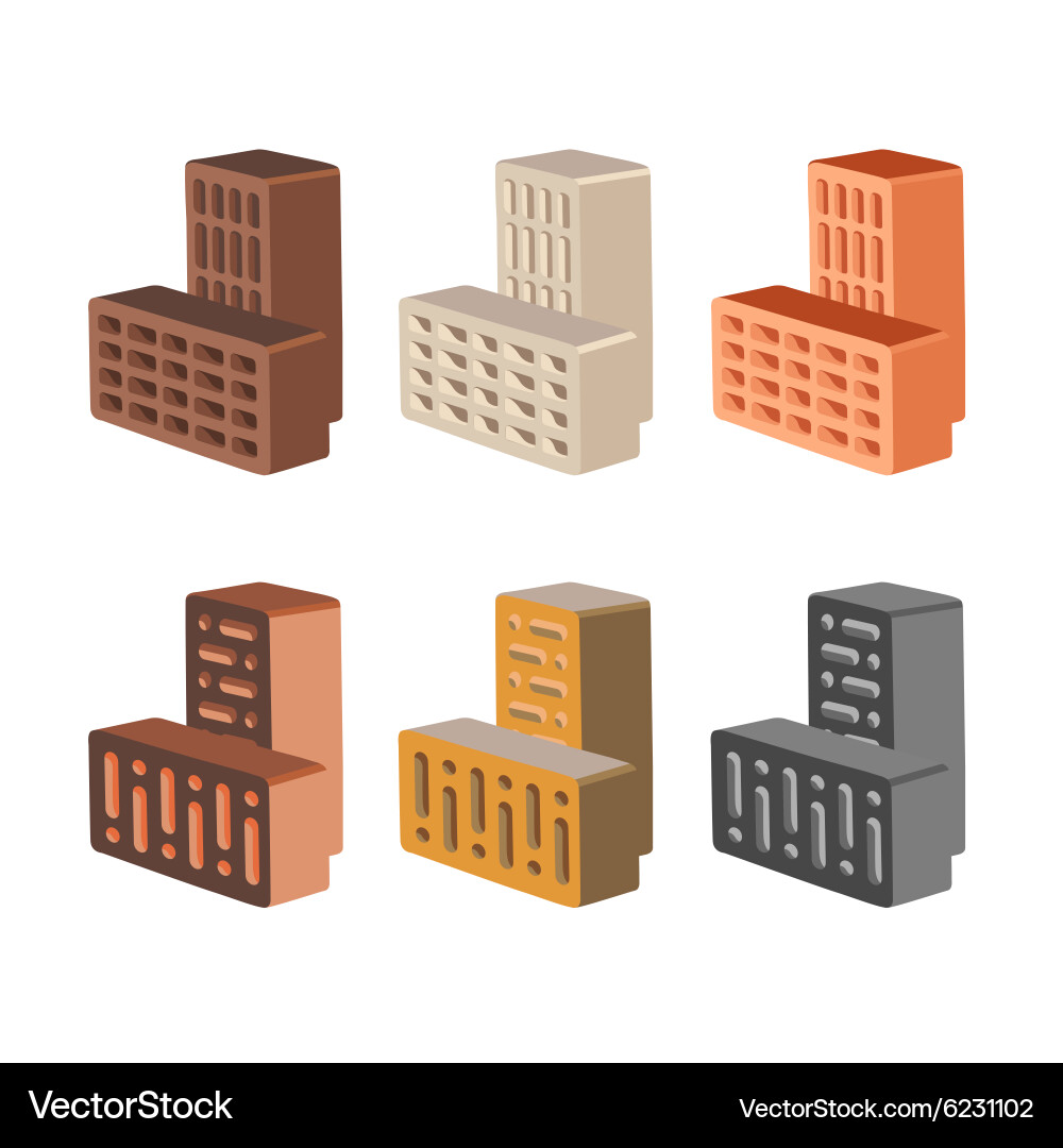 Set with bricks different color isolated on white vector image