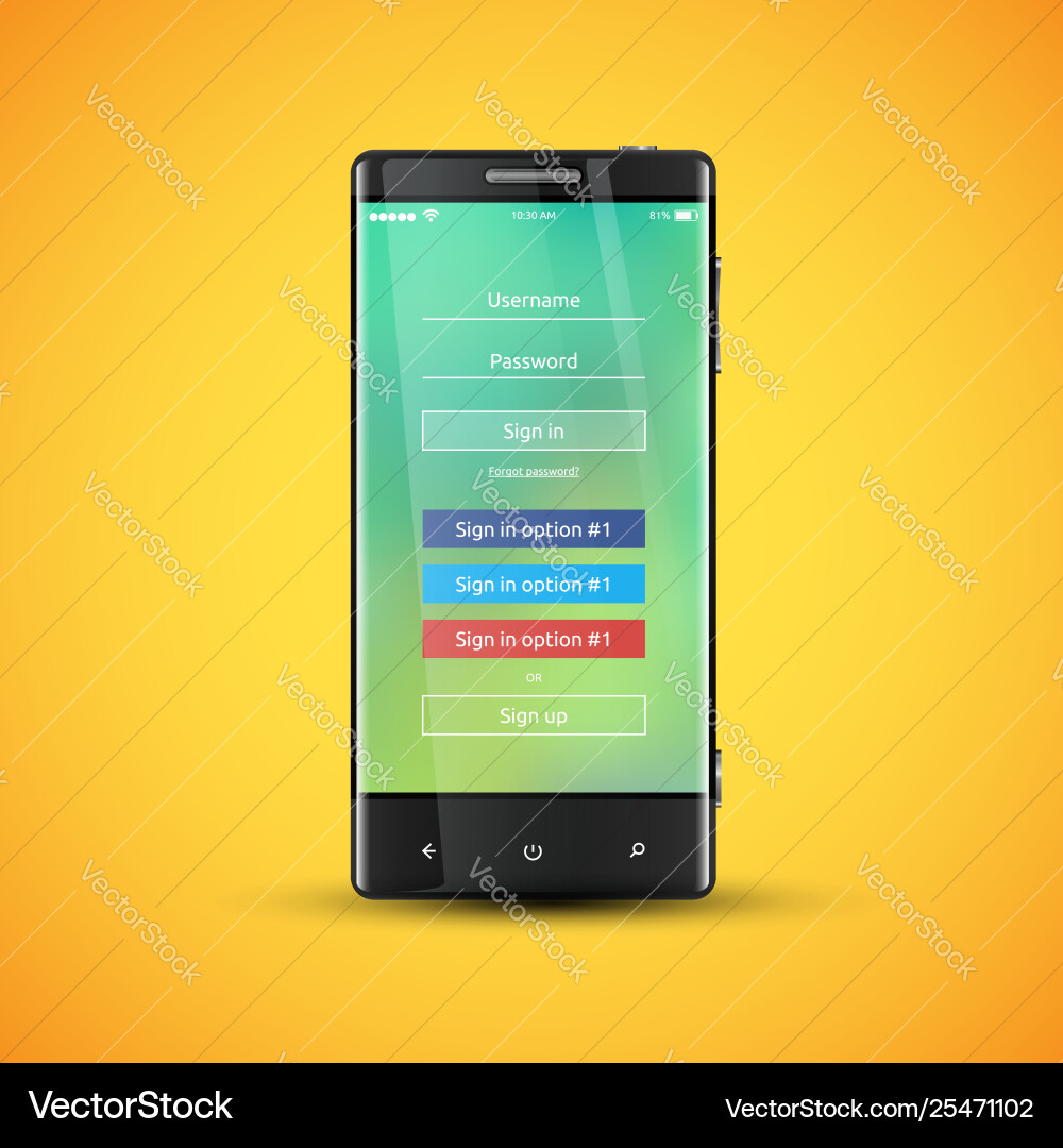 Simple and colorful ui surface for smartphones Simple and colorful ui surface for smartphones vector image
