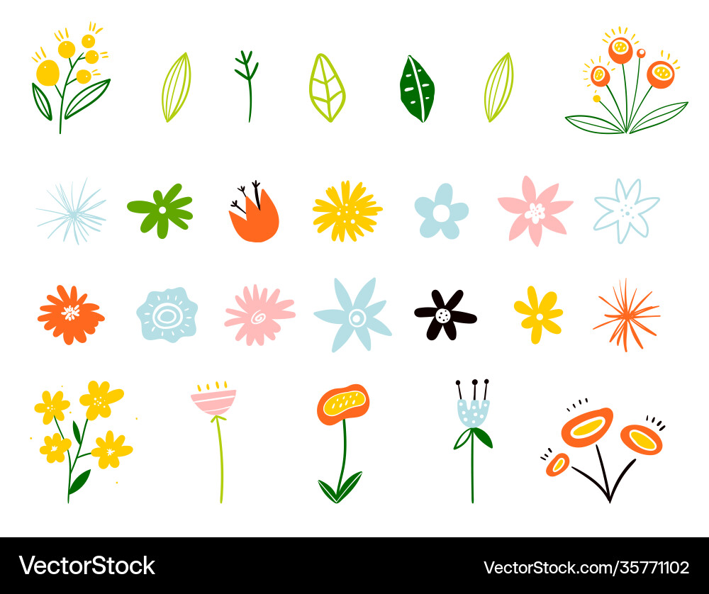 Spring and summer flowers in flat style isolated Spring and summer flowers in flat style isolated vector image