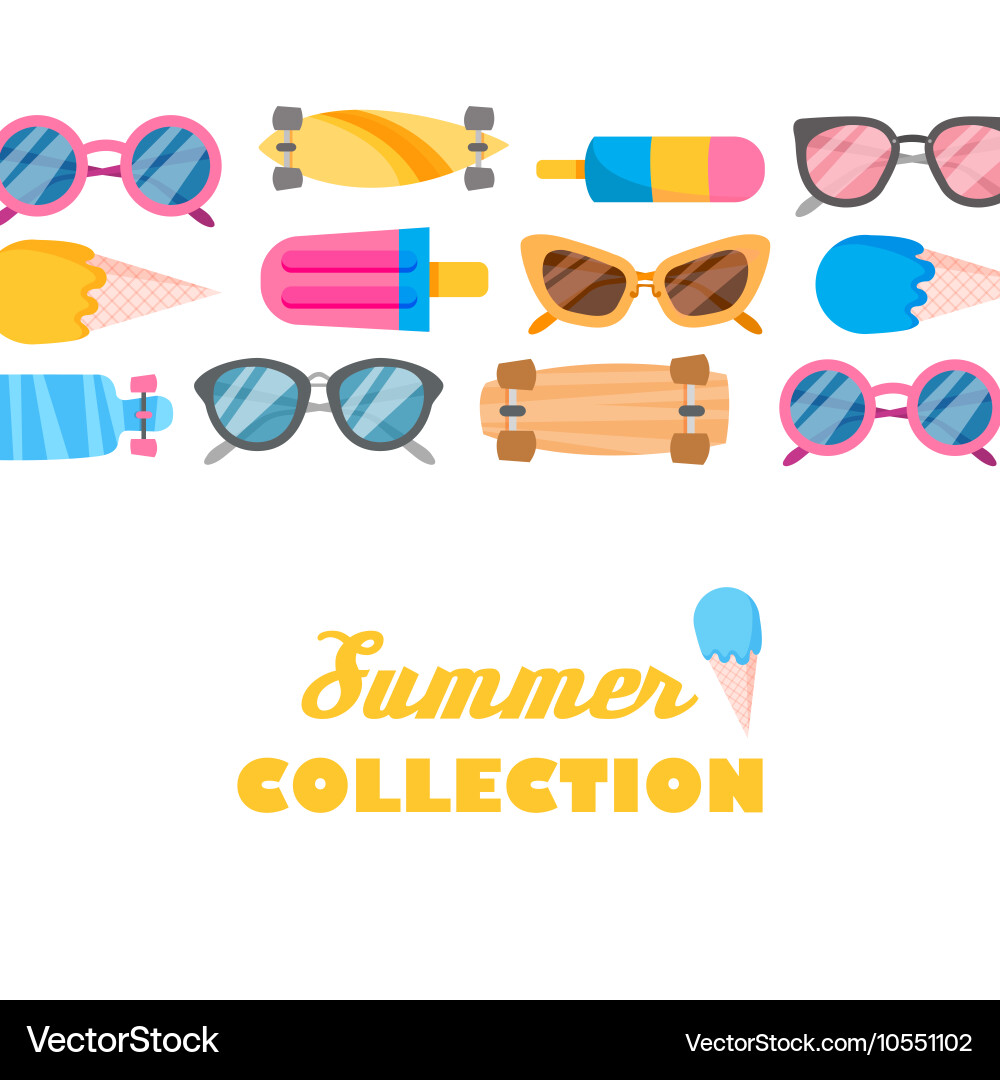 Summer collection of objects vector image