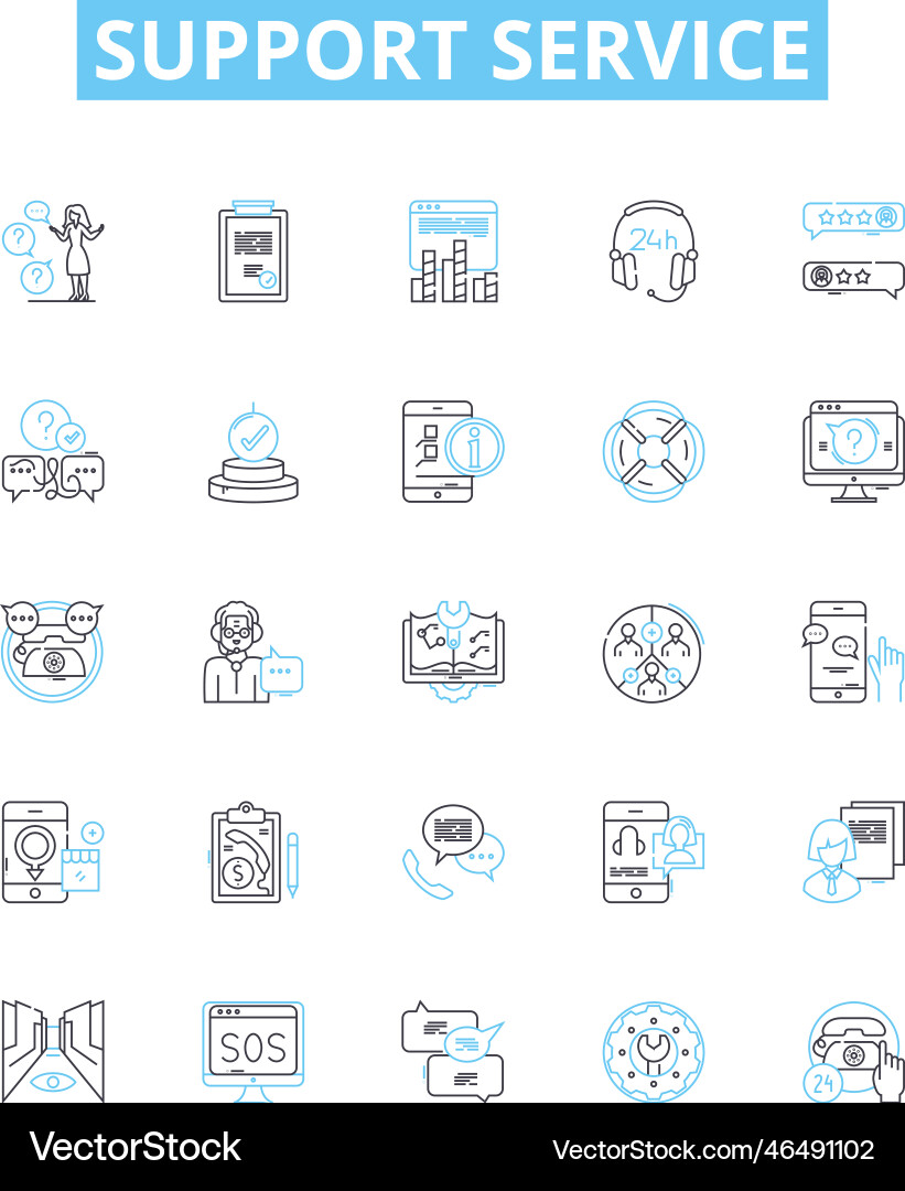 Support service line icons set Vector Image