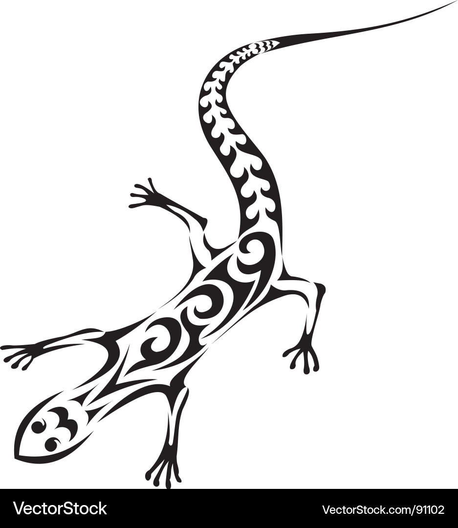 Tribal Lizard Tattoo Artwork vector image